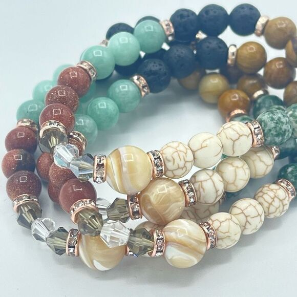 Sunny Desert cowgirl bling beaded stretch bracelet ONE NEW sandstone lava Amazon - Picture 6 of 12